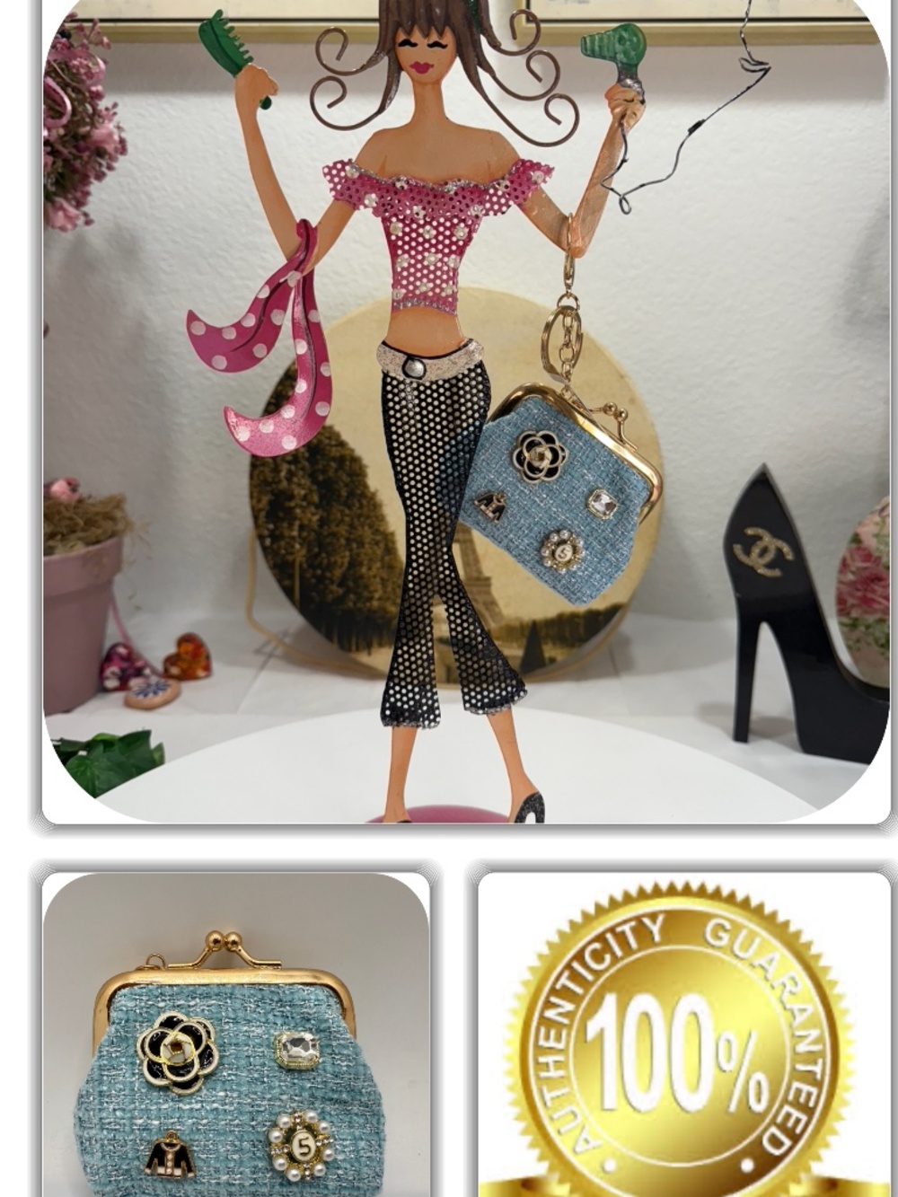 HERMOSA UNBRANDED MINI BLUE KISS LOCK COIN BAG CHARM!